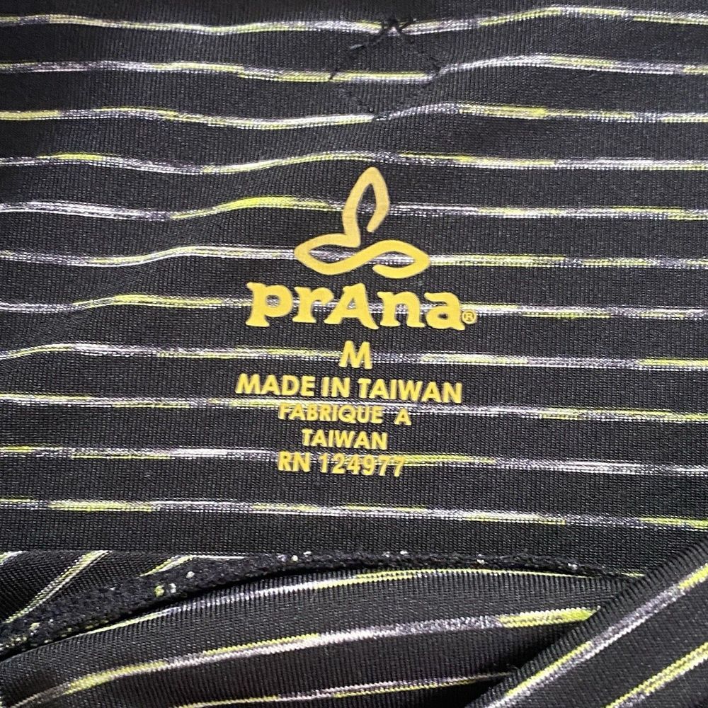 PRANA Top Medium Black Yellow Striped Asymmetric Alicia Pullover Long Sleeve Top - Picture 8 of 9
